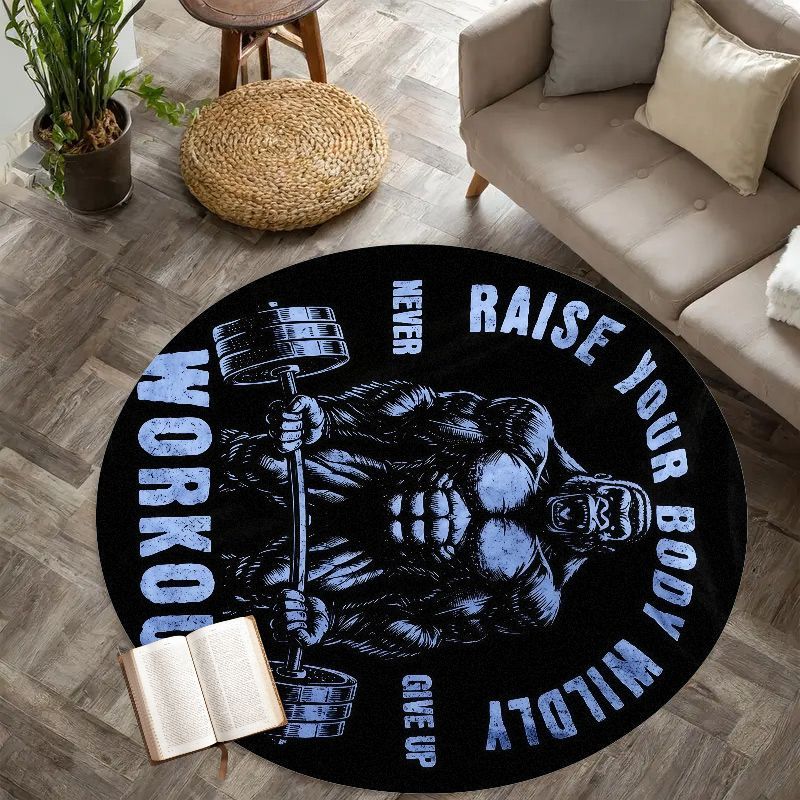 Muscle Man Workout Quote Round - Home Zone Gym avaliação e preço