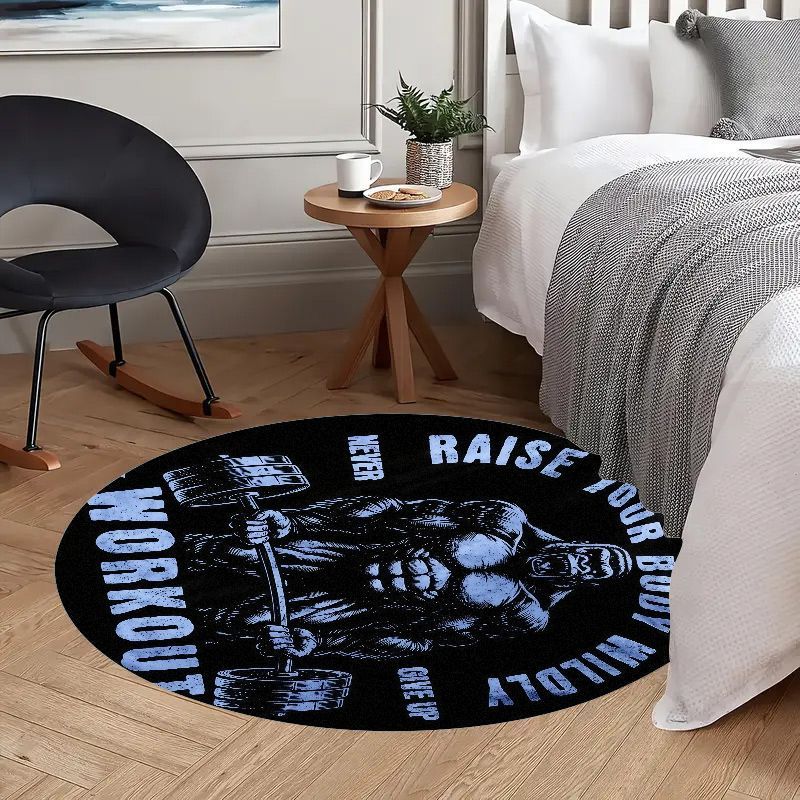 Muscle Man Workout Quote Round - Home Zone Gym avaliação e preço