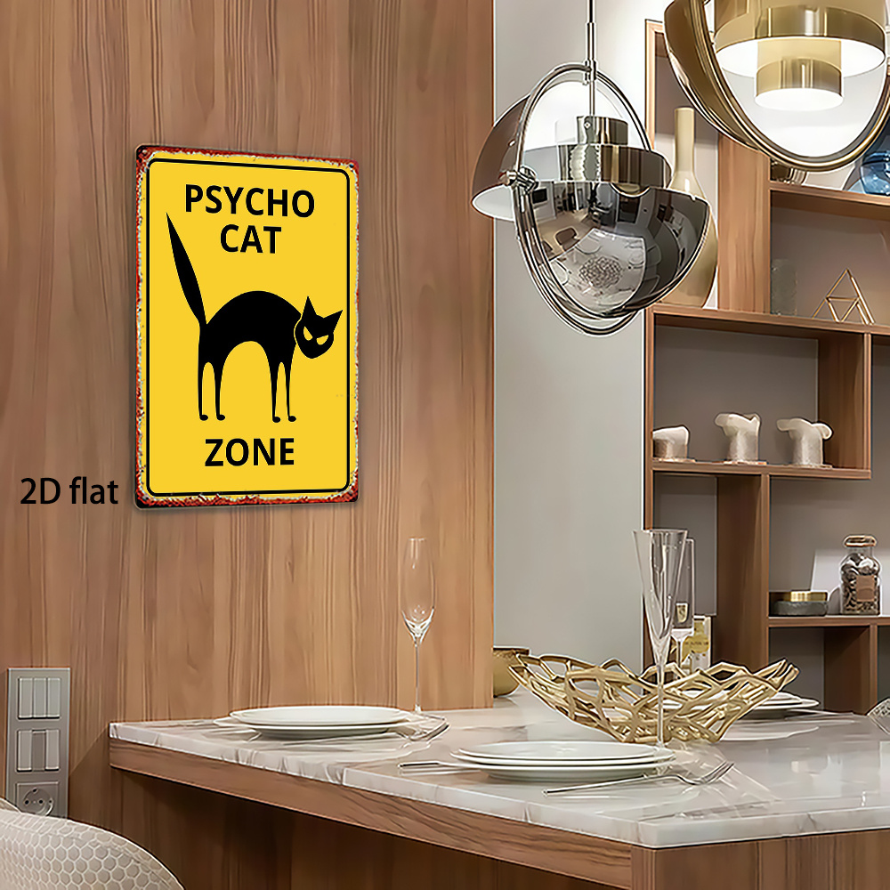 1pc, Metal Sign, Psycho Cat Zo - Home Zone Gym avaliação e preço