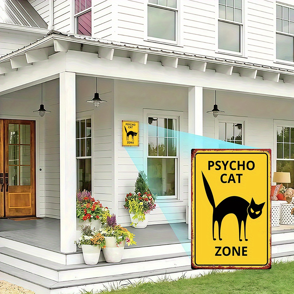 1pc, Metal Sign, Psycho Cat Zo - Home Zone Gym avaliação e preço