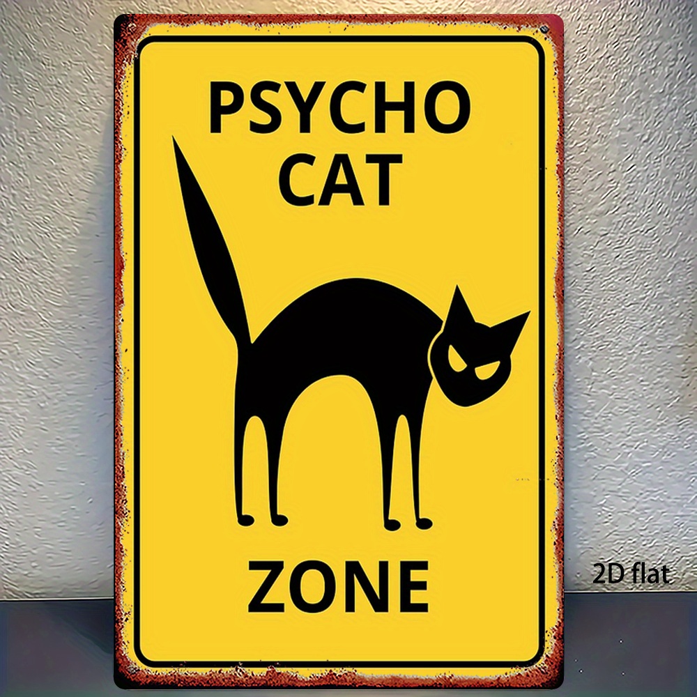 1pc, Metal Sign, Psycho Cat Zo - Home Zone Gym avaliação e preço